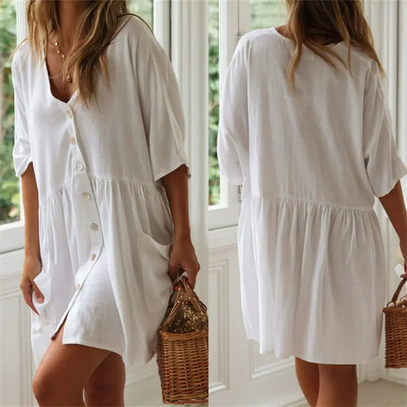 Oversize Button-Up Beach Dress