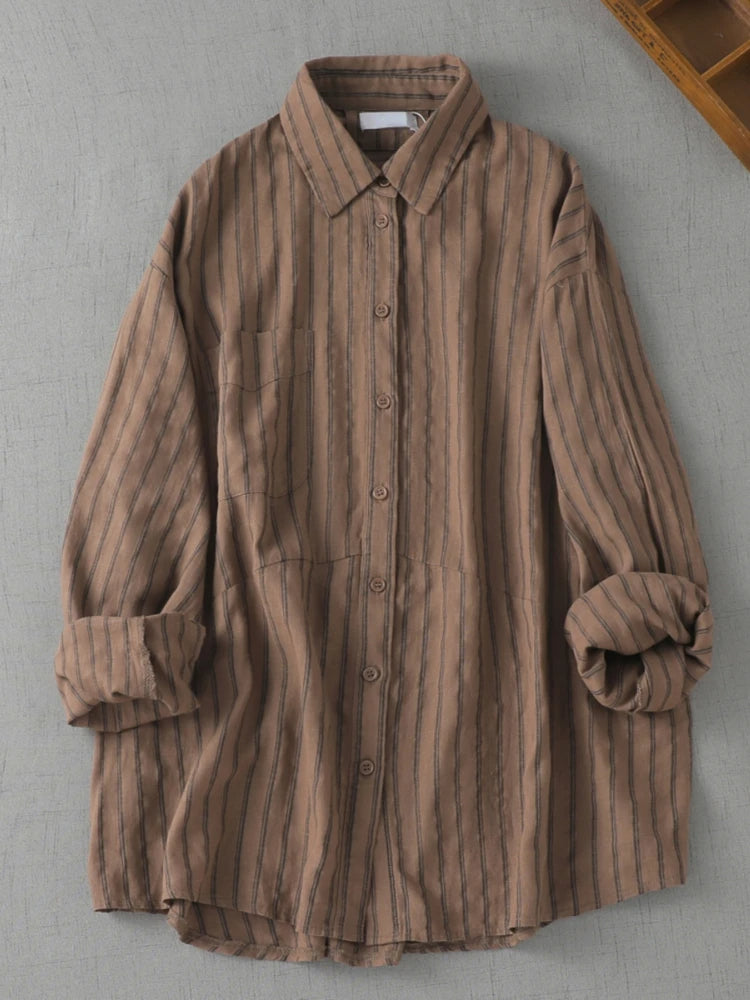 NIA | Modern Oversized Striped Button-Down Shirt