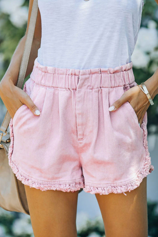 Blush Pink Denim Shorts