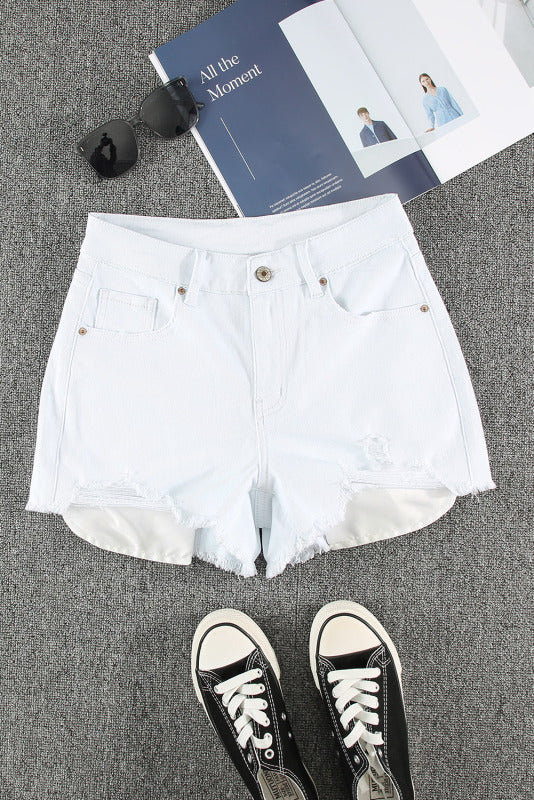 Classic White Denim Shorts