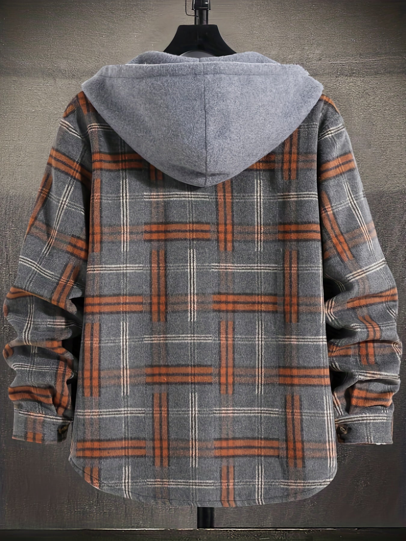 Eiroy Men's Plaid Long Sleeve Hooded Jacket