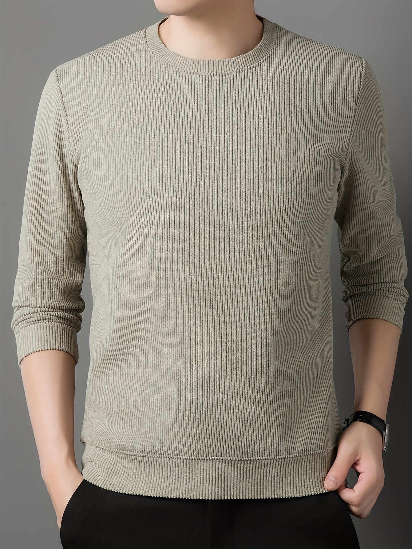 Men’s Fleece-Lined Crew Neck Sweater