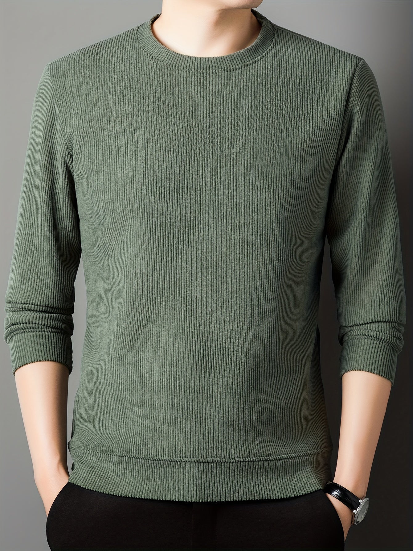 Men’s Fleece-Lined Crew Neck Sweater