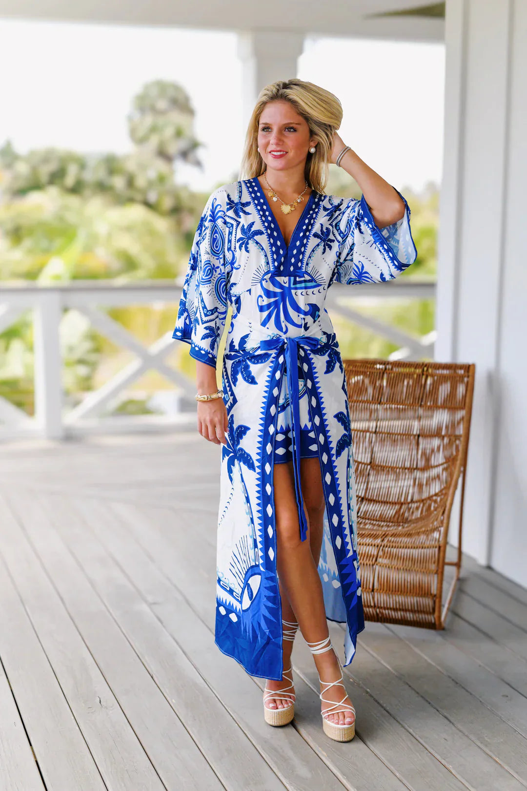 SIENNA | Santorini Sunsets Boho Kimono Dress