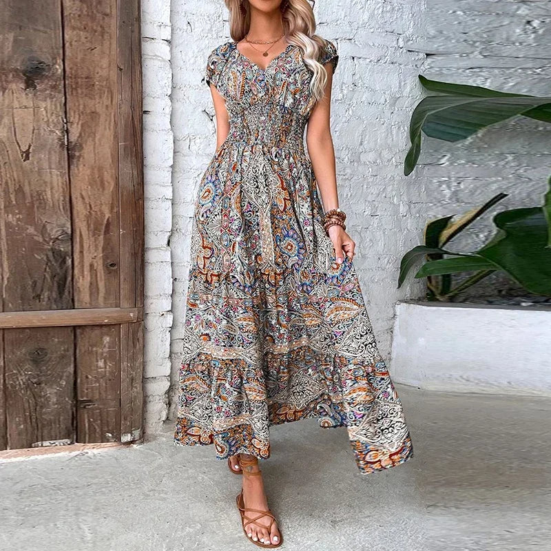 TAREE | Elegant Elastic Waist Maxi Dress